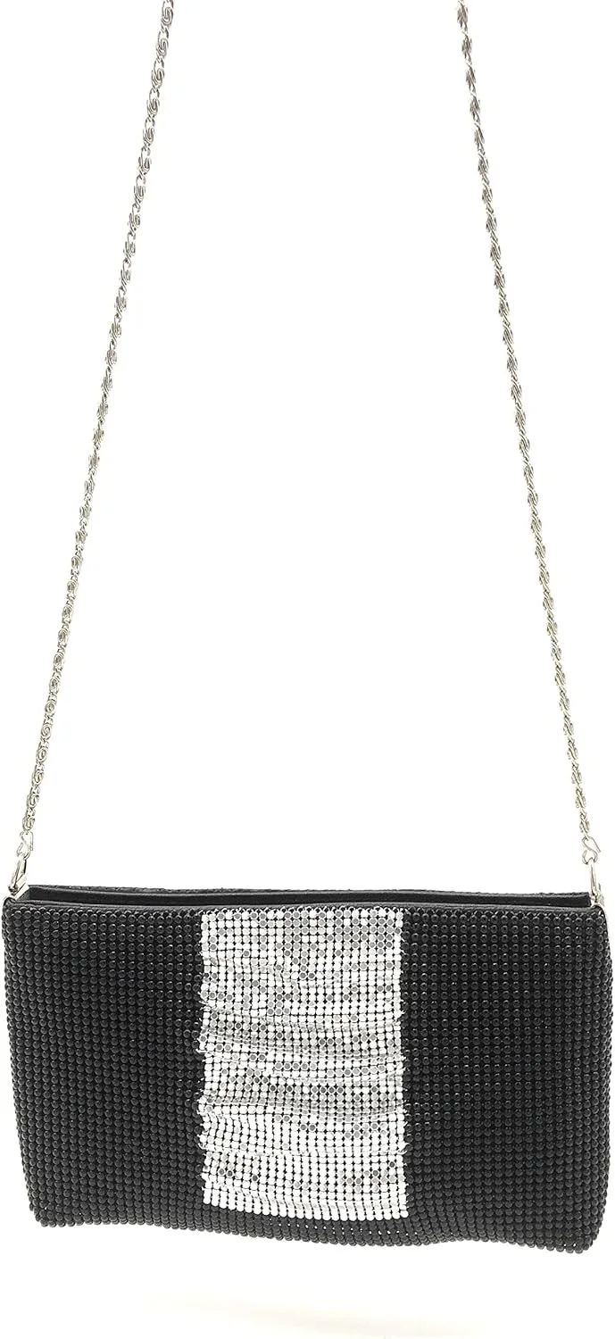 Womens clutch metal mesh metal beaded mesh evening purse for Cocktail Party Prom Wedding Banquet