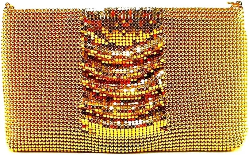 Womens clutch metal mesh metal beaded mesh evening purse for Cocktail Party Prom Wedding Banquet