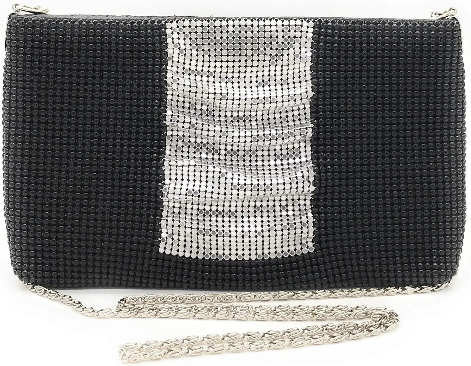 Womens clutch metal mesh metal beaded mesh evening purse for Cocktail Party Prom Wedding Banquet