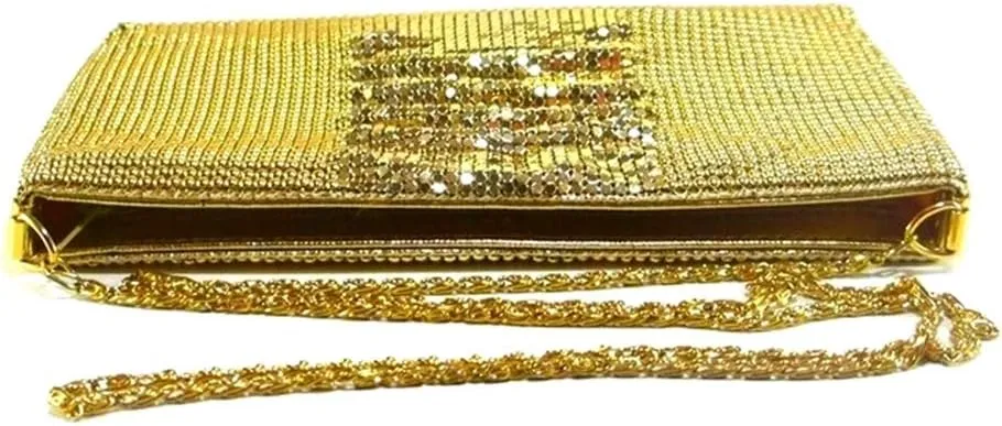 Womens clutch metal mesh metal beaded mesh evening purse for Cocktail Party Prom Wedding Banquet