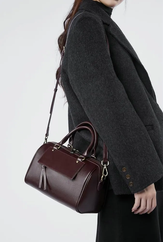 Womens Crossbody Bags Genuine Leather Trendy Shoulder Purse with Adjustable Strap Ladies Totes Handbags Satchel