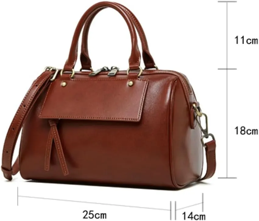 Womens Crossbody Bags Genuine Leather Trendy Shoulder Purse with Adjustable Strap Ladies Totes Handbags Satchel