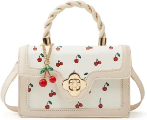 Womens Cute Cherry Vegan Leather Shoulder Crossbody Bag Fashion Purse Small Totes Y2k Handbag Satchel Clutch