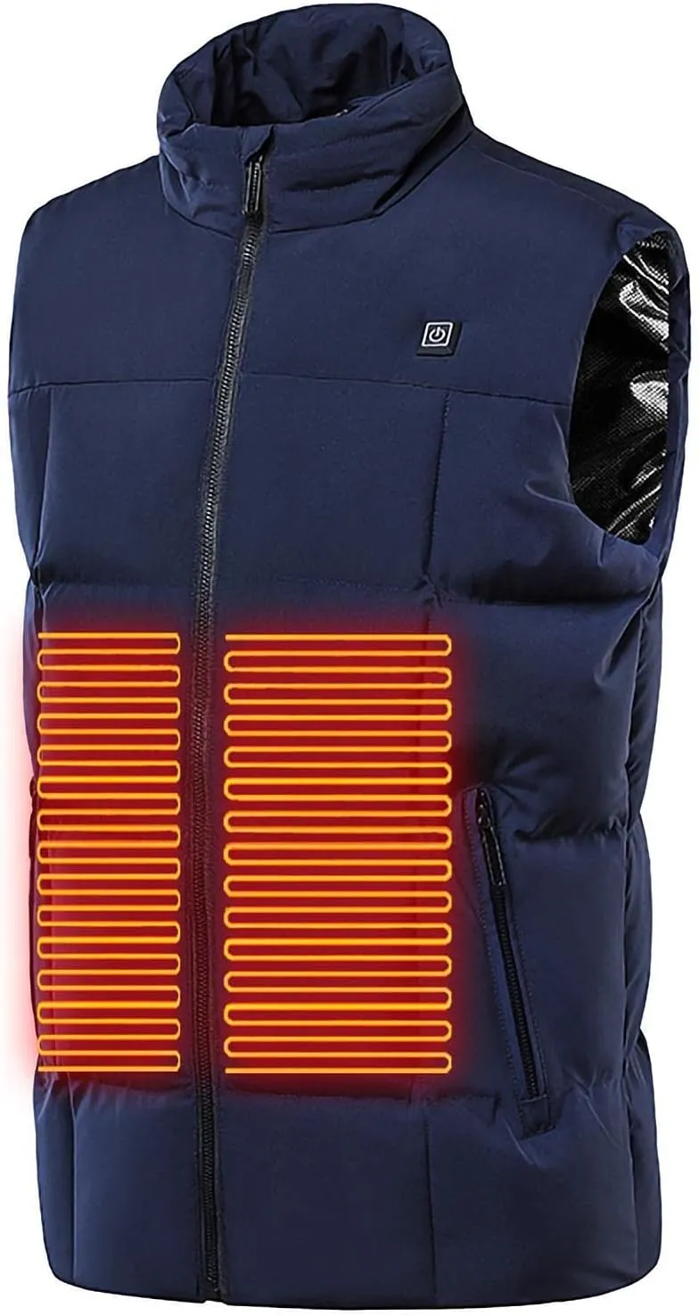 Women's Heated Vest Down Puffer Sleeveless Winter Jacket Rechargeable Heat Vest Plus Size Unisex Black X-Large