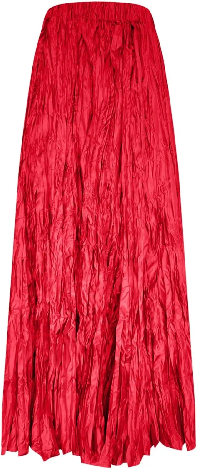 Women's High Waist Flowy Pleated Maxi Skirt Oversized Solid Long Skirts Casual A-Line Cotton Maxi Skirt Plus Size