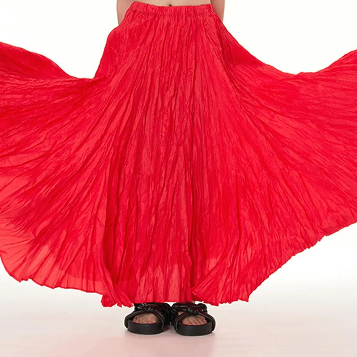 Women's High Waist Flowy Pleated Maxi Skirt Oversized Solid Long Skirts Casual A-Line Cotton Maxi Skirt Plus Size