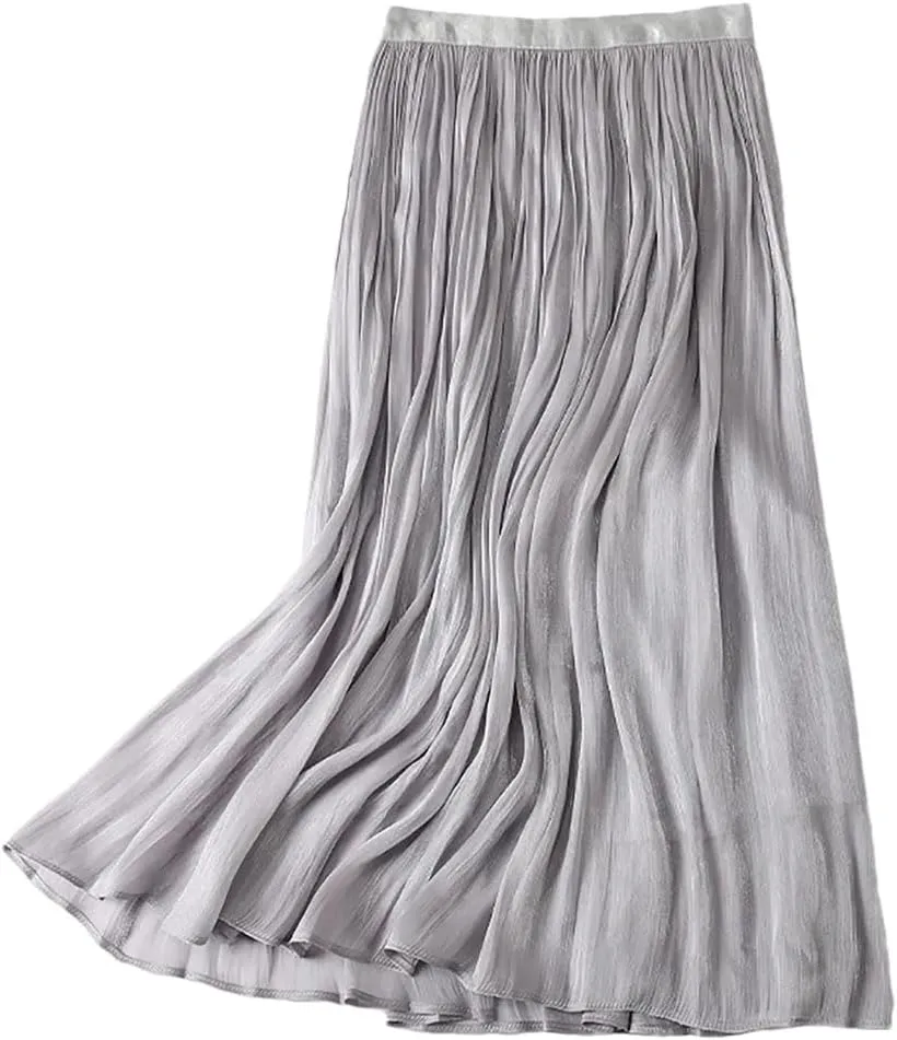 Women's High Waist Tutu Skirt Flowy Pleated Breathable and Comfortable A-Line Midi Skirt