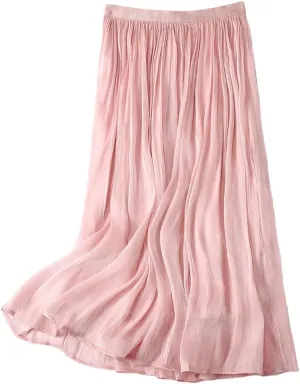 Women's High Waist Tutu Skirt Flowy Pleated Breathable and Comfortable A-Line Midi Skirt