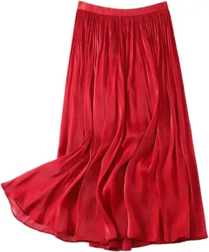 Women's High Waist Tutu Skirt Flowy Pleated Breathable and Comfortable A-Line Midi Skirt