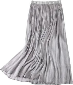 Women's High Waist Tutu Skirt Flowy Pleated Breathable and Comfortable A-Line Midi Skirt