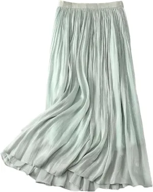 Women's High Waist Tutu Skirt Flowy Pleated Breathable and Comfortable A-Line Midi Skirt