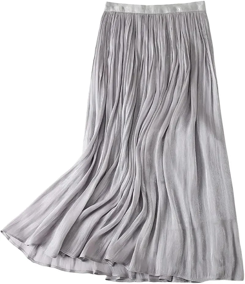 Women's High Waist Tutu Skirt Flowy Pleated Breathable and Comfortable A-Line Midi Skirt
