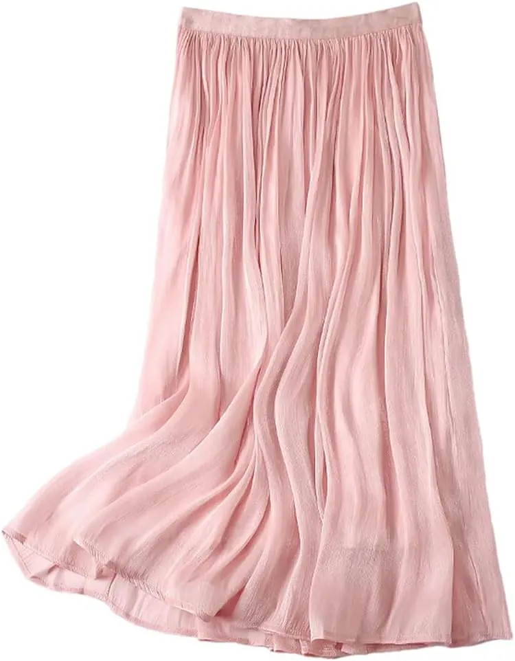 Women's High Waist Tutu Skirt Flowy Pleated Breathable and Comfortable A-Line Midi Skirt