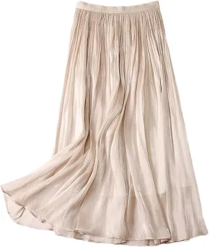 Women's High Waist Tutu Skirt Flowy Pleated Breathable and Comfortable A-Line Midi Skirt