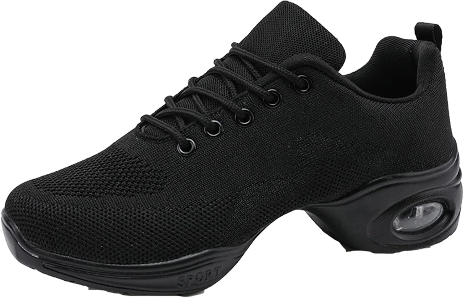 Womens Jazz Sneakers Lace-up Walking Shoes Split Sole Dance Shoes with Air Cushion Breathable Mesh Platform Shoes