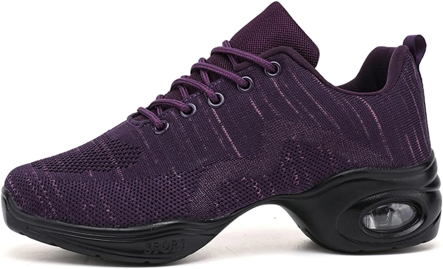 Womens Jazz Sneakers Lace-up Walking Shoes Split Sole Dance Shoes with Air Cushion Breathable Mesh Platform Shoes
