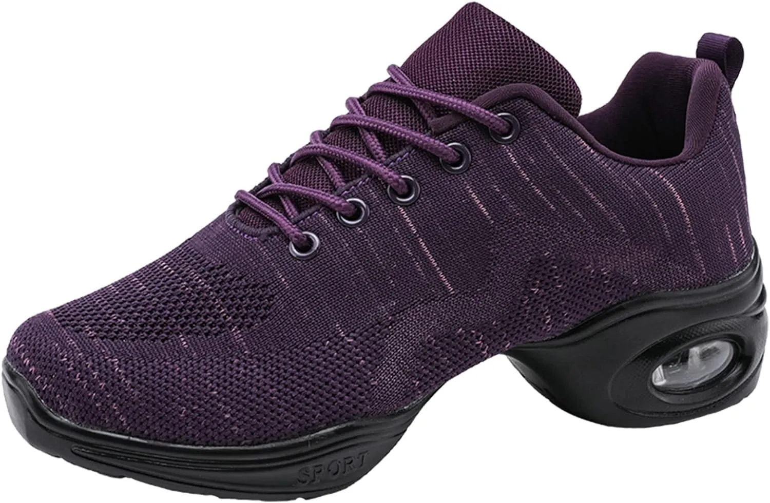 Womens Jazz Sneakers Lace-up Walking Shoes Split Sole Dance Shoes with Air Cushion Breathable Mesh Platform Shoes
