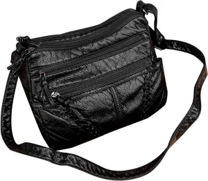 Womens Leather Shoulder Bag Small Capacity Crossbody Bags Casual Fashion Slouchy Satchel Totes Pocketbooks with Zipper