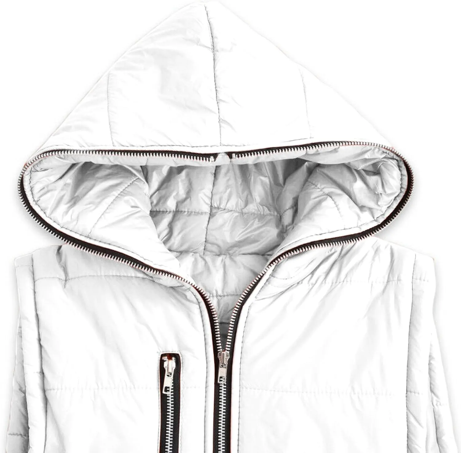 Women's Long Quilted Vest Hooded Full-Zip Sleeveless Down Coat Outwear With Pockets 2024 Winter Warm Padded Jacket