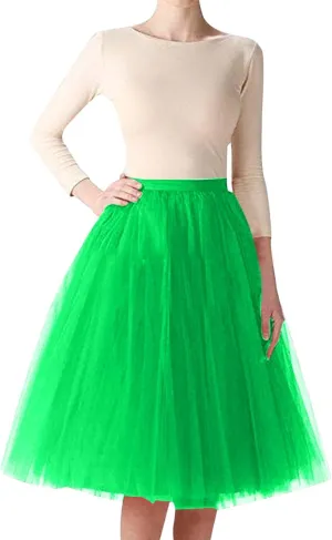Womens Mesh Dress Prom Dress Bubble Party Skirt Pleated Petticoat Mesh Midi Skirt