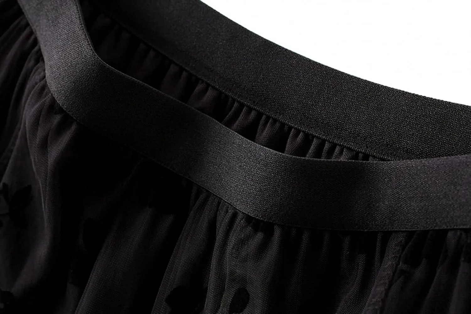 Women's Midi Tutu Tulle Layered Skirt Mesh A-Line Flocking Fairy Elastic Waist Maxi Hem Mesh Skirt