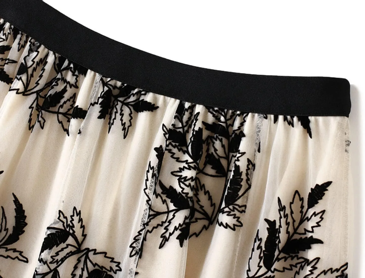 Women's Midi Tutu Tulle Layered Skirt Mesh A-Line Flocking Fairy Elastic Waist Maxi Hem Mesh Skirt
