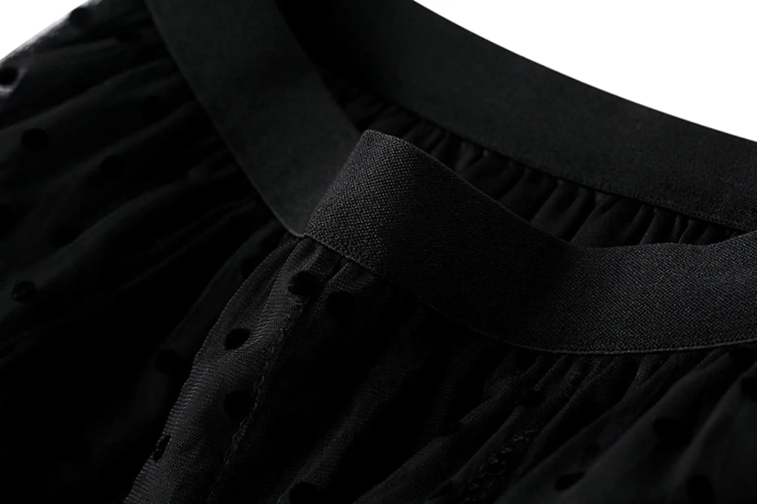 Women's Midi Tutu Tulle Layered Skirt Mesh A-Line Flocking Fairy Elastic Waist Maxi Hem Mesh Skirt
