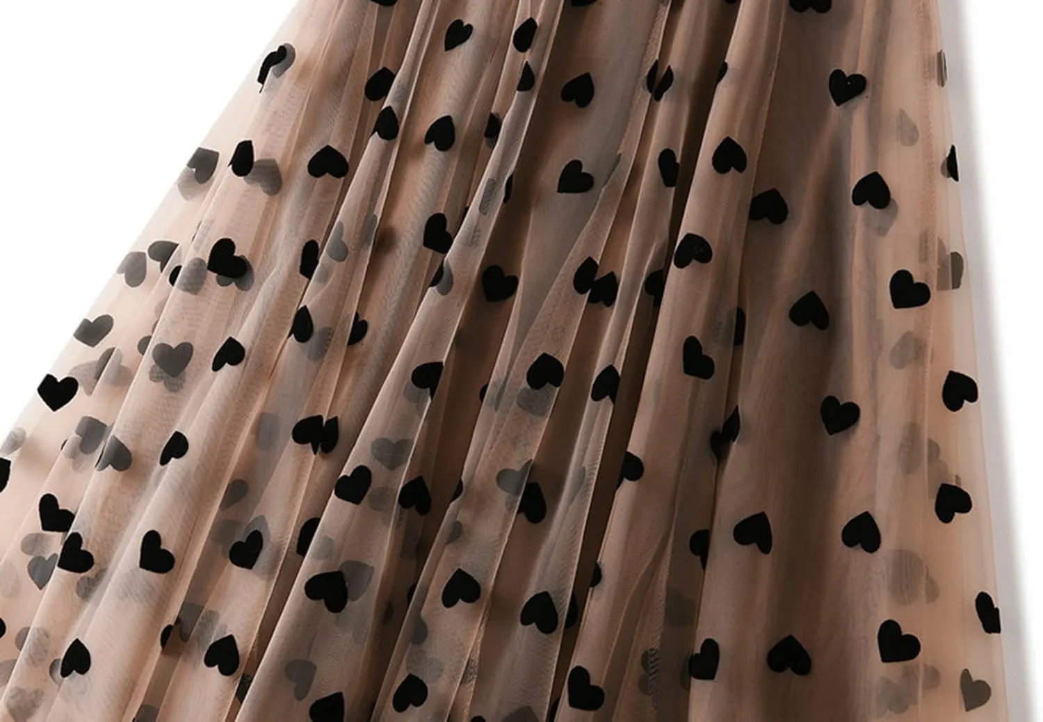 Women's Midi Tutu Tulle Layered Skirt Mesh A-Line Flocking Fairy Elastic Waist Maxi Hem Mesh Skirt