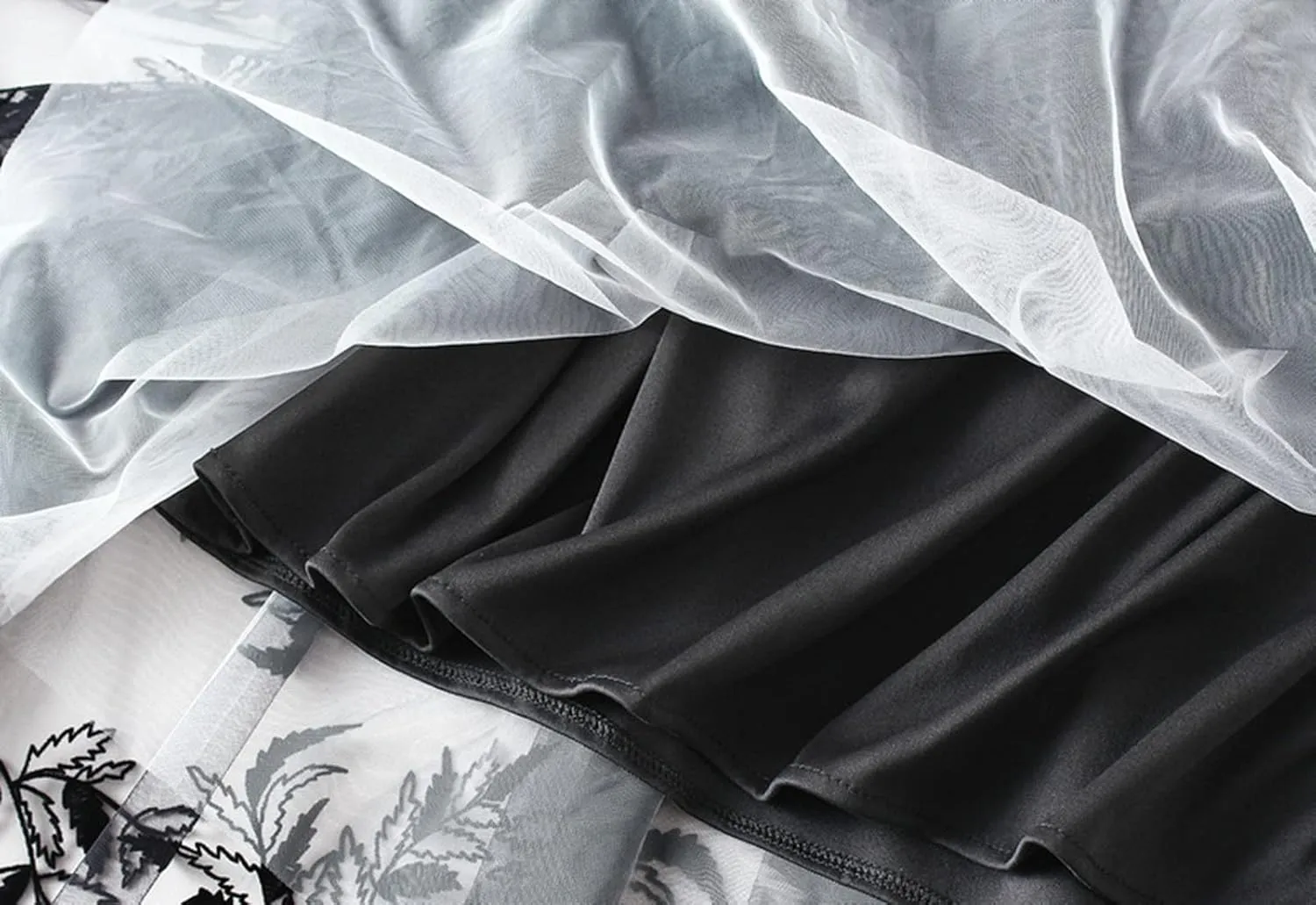 Women's Midi Tutu Tulle Layered Skirt Mesh A-Line Flocking Fairy Elastic Waist Maxi Hem Mesh Skirt