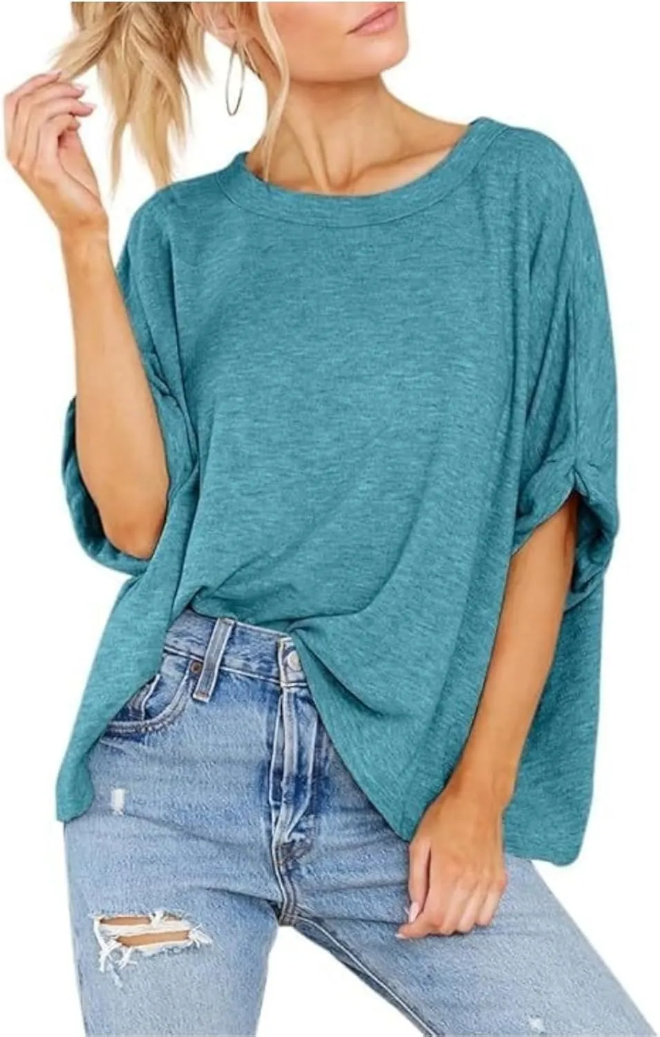 Women's Oversized T Shirts Loose Fit Tunic Tshirts Casual Summer Short Sleeve Tops Basic Tees
