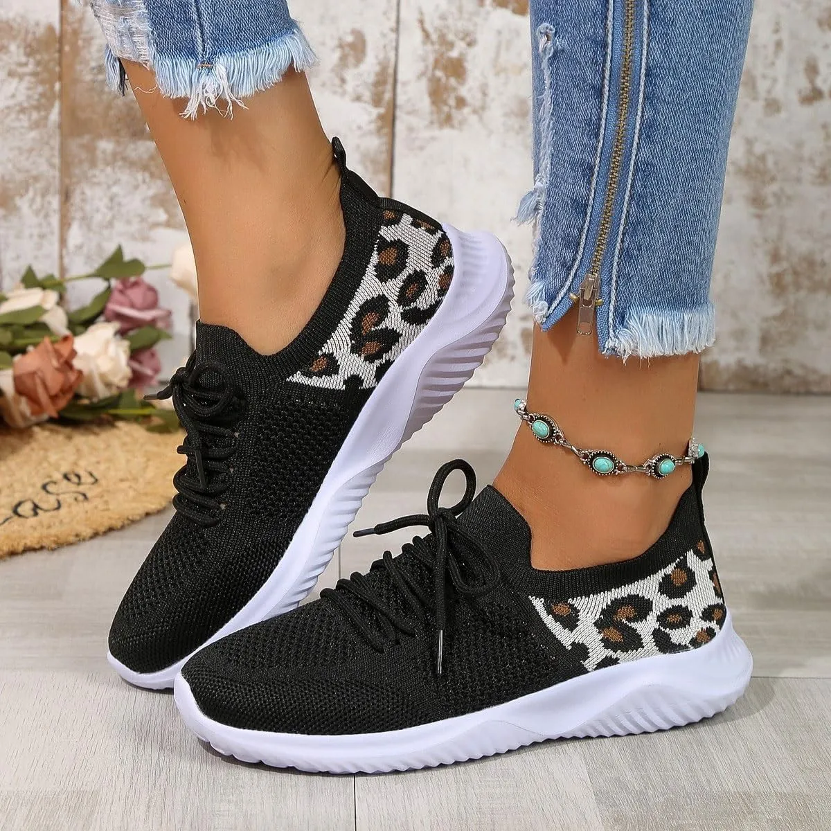 Womens Slip On Walking Shoes Non Slip Running Shoes Knitted Mesh Breathable Sneakers Athletic Tennis Sneakers Mesh Workout Casual Outdoor Leisure Sports Shoes