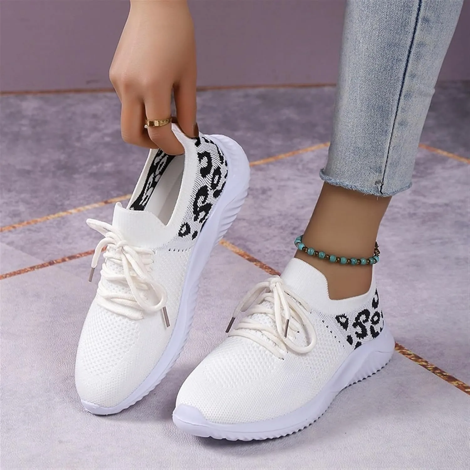 Womens Slip On Walking Shoes Non Slip Running Shoes Knitted Mesh Breathable Sneakers Athletic Tennis Sneakers Mesh Workout Casual Outdoor Leisure Sports Shoes