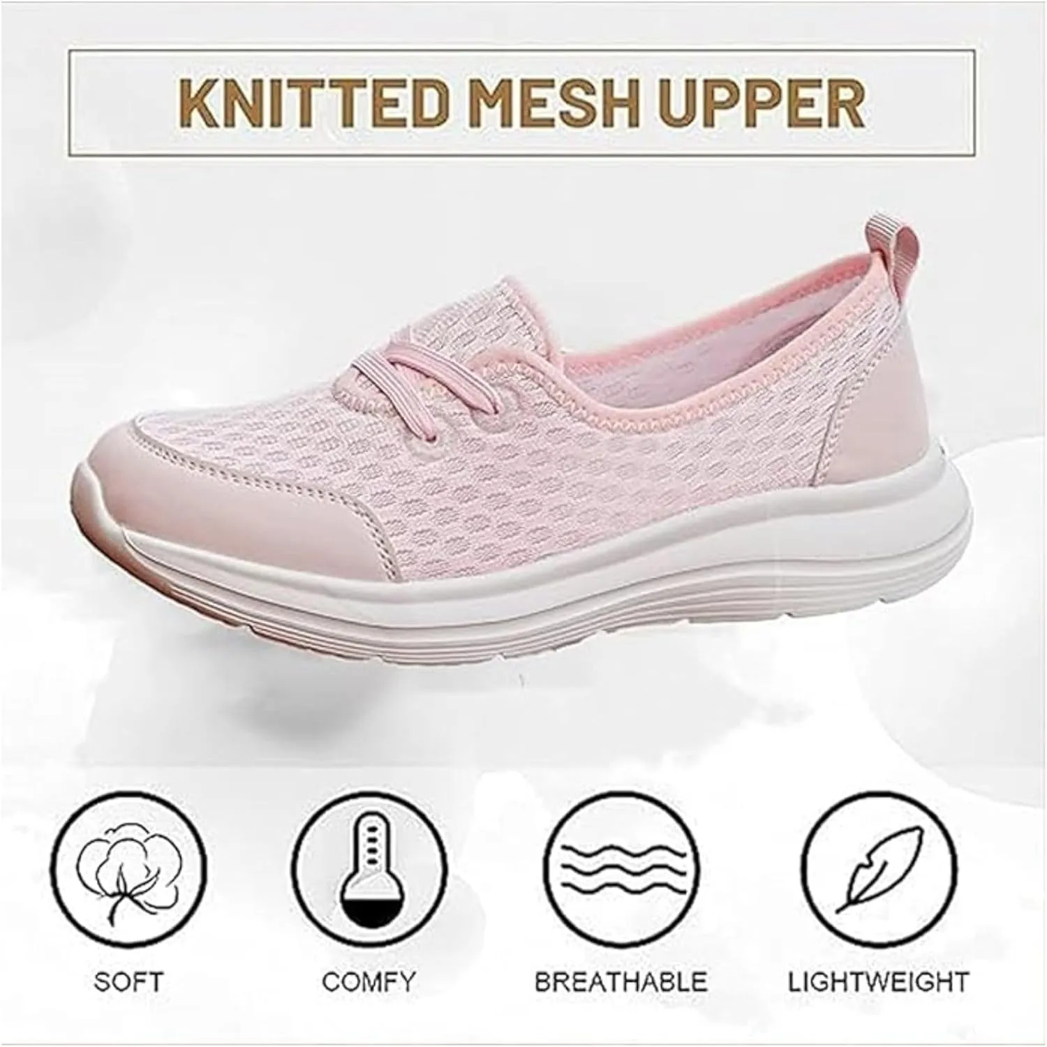 Women's Soft Sole Mesh Comfort Orthopedic Shoes, Walking Shoes Women Arch Support Breathable Slip On Orthopedic Sneakers Wide Width Summer Shoe Non Slip Best Walking Shoe