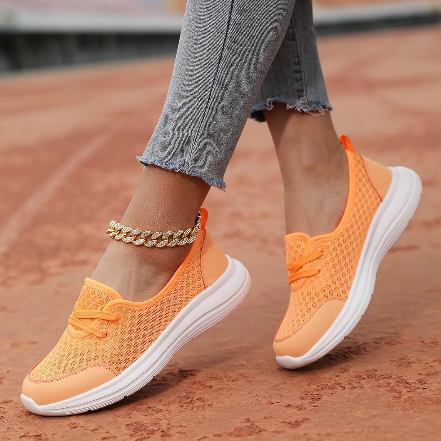 Women's Soft Sole Mesh Comfort Orthopedic Shoes, Walking Shoes Women Arch Support Breathable Slip On Orthopedic Sneakers Wide Width Summer Shoe Non Slip Best Walking Shoe