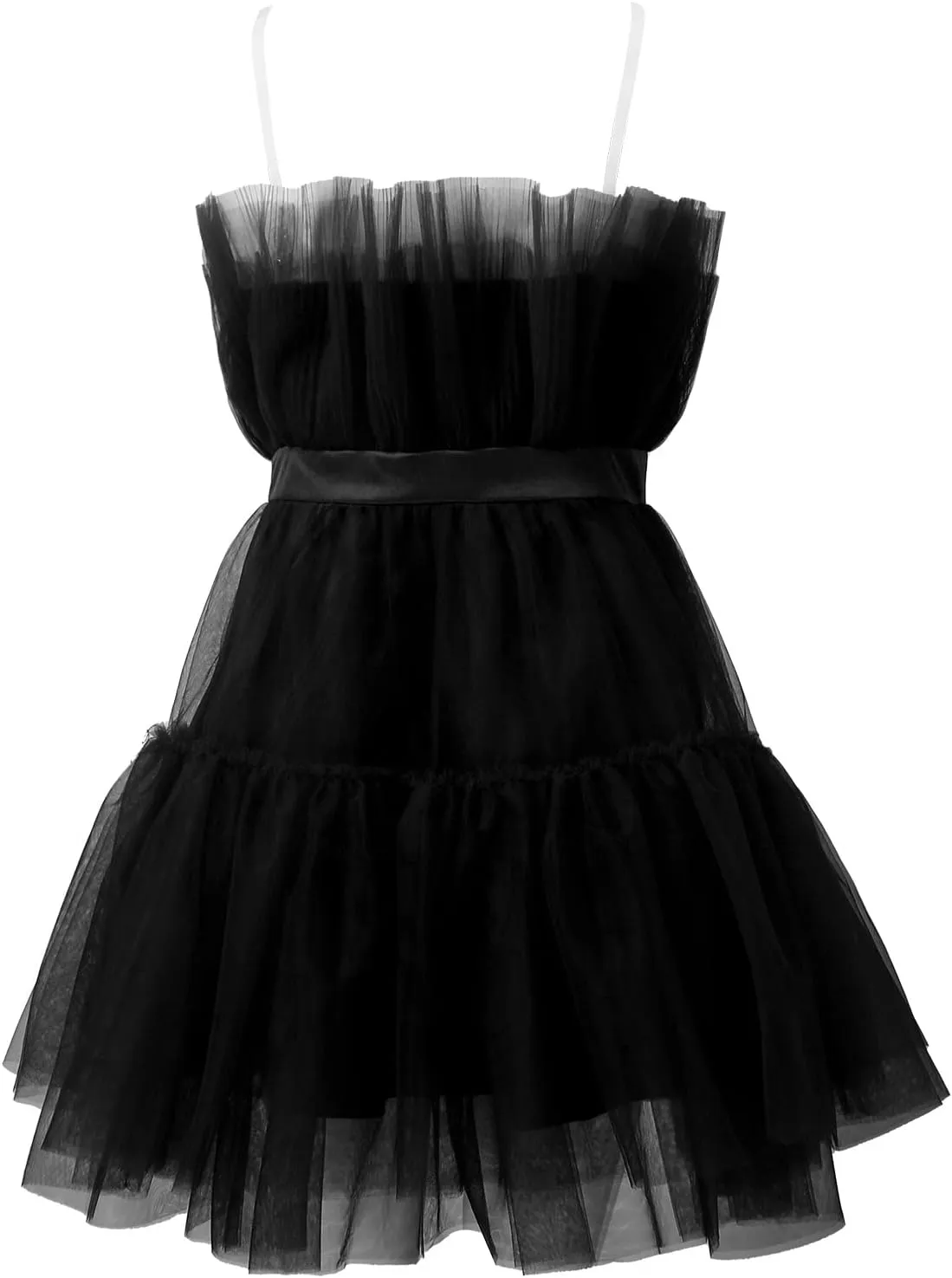 Womens Strapless Mesh Elegant Bowknot Tutu Skirt Dress Off Shoulder Wedding Pleated Mesh Party Mini Dress