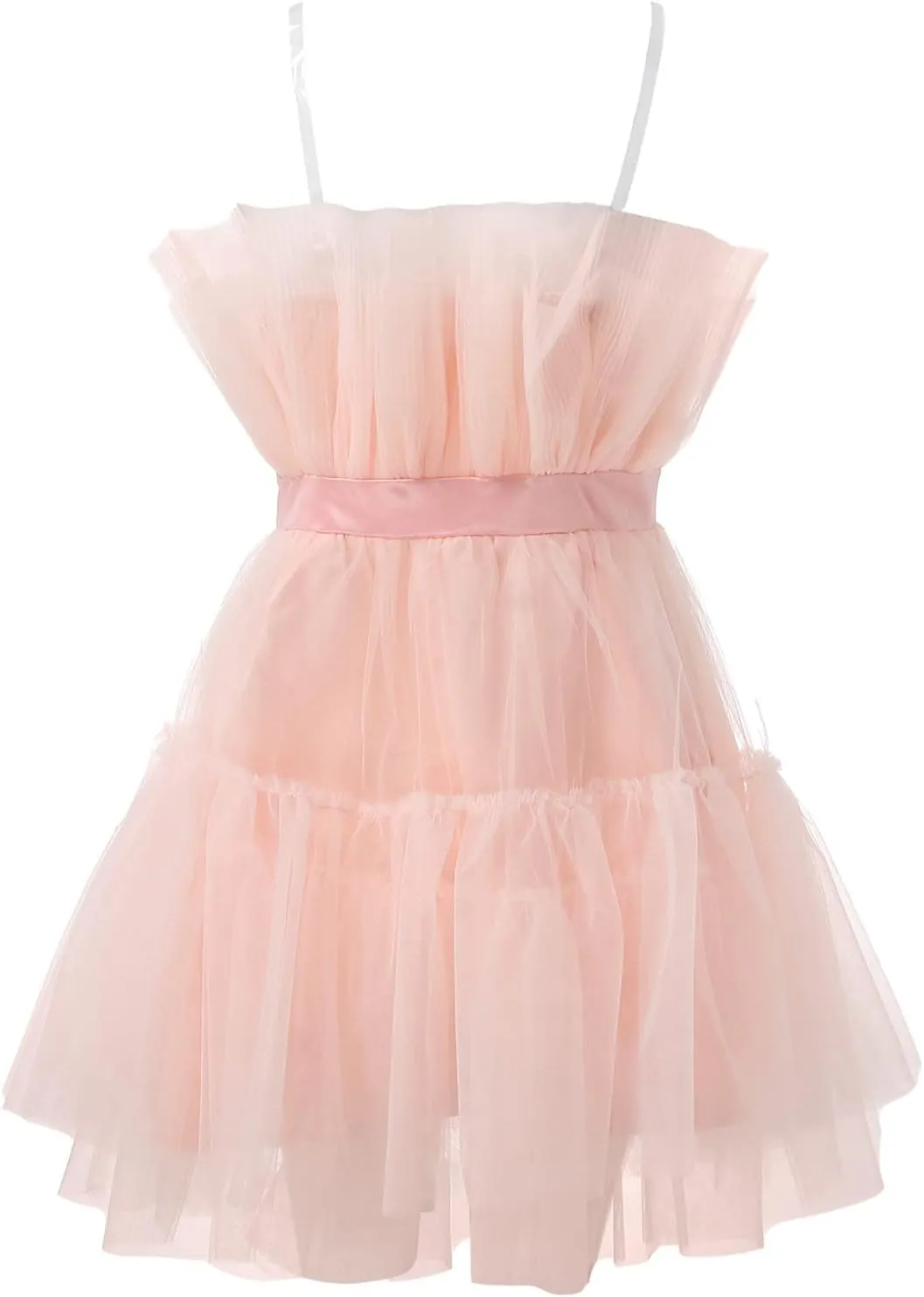 Womens Strapless Mesh Elegant Bowknot Tutu Skirt Dress Off Shoulder Wedding Pleated Mesh Party Mini Dress