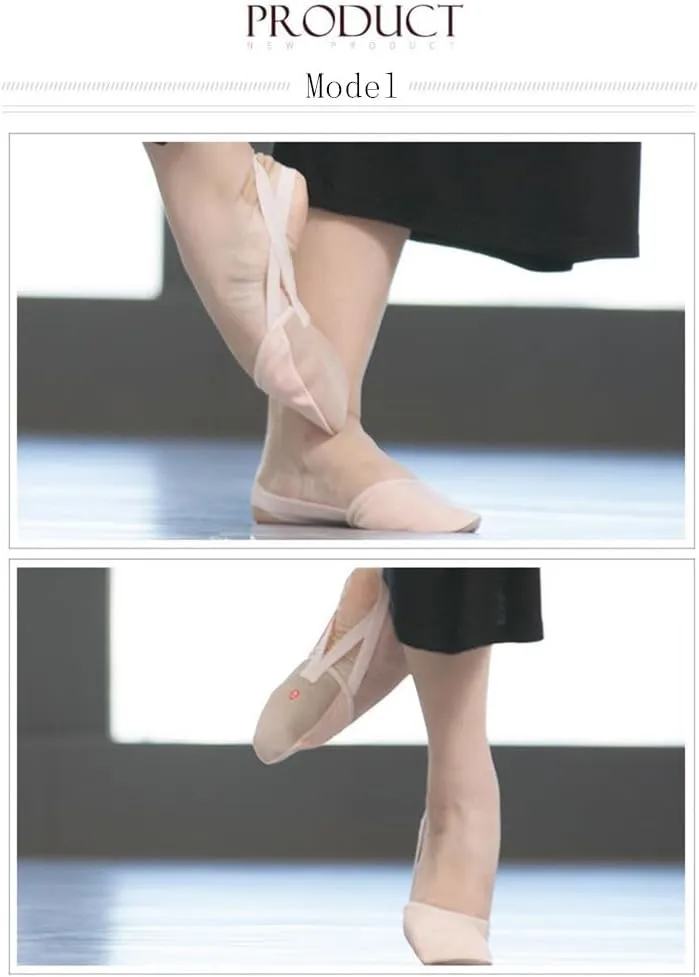 Women's Stretch Canvas Half Sole Dance Shoes Ballet Shoes Stretchy Leather Pirouette Shoes for Ballet, Lyrical, Modern, Jazz Dance, and Contemporary