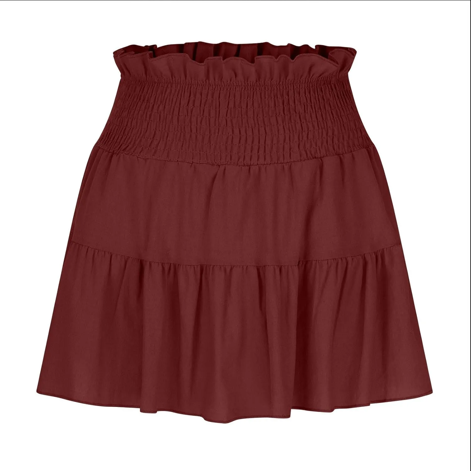 Womens Summer Skirts High Waisted Ruffle Mini Skirt Flowy A Line Skirt Pleated Elastic Waist Skirts Vacation Clothes