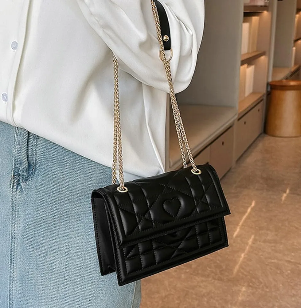 Womens Trendy Shoulder Crossbody Bag PU Leather Y2k Purse Small Totes Handbag Casual Top Handle Satchel with Chain