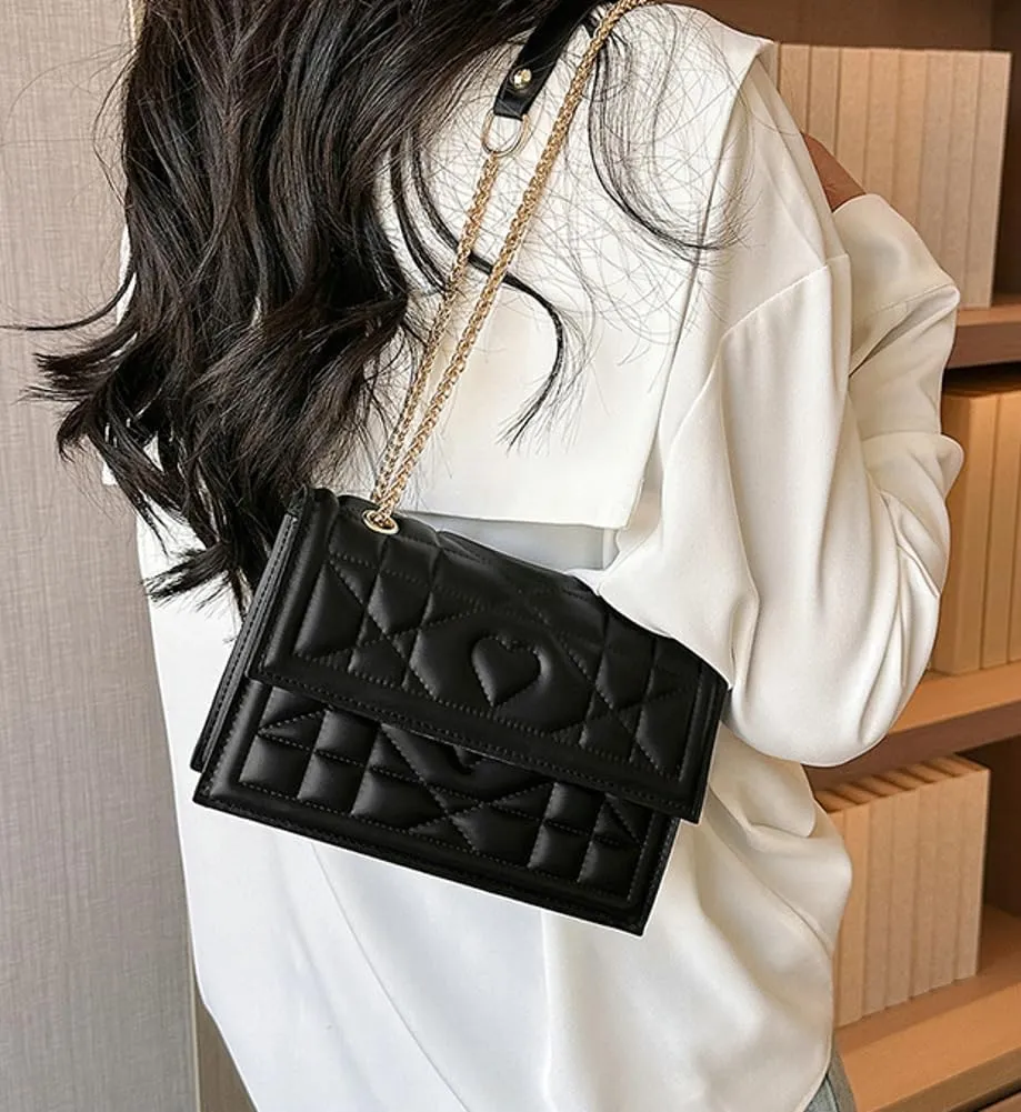 Womens Trendy Shoulder Crossbody Bag PU Leather Y2k Purse Small Totes Handbag Casual Top Handle Satchel with Chain