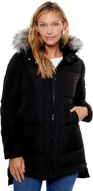 Women's Water-Resistant Faux Fur Hood Framework Anorak Jacket