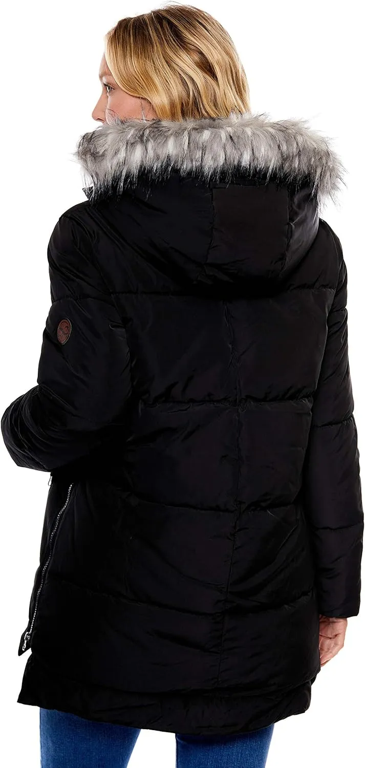 Women's Water-Resistant Faux Fur Hood Framework Anorak Jacket