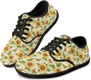 Women's Wide Toe Box Barefoot Shoes Zero Drop Lace Up Casual Sneakers Breathable Fashion Walking Footwear
