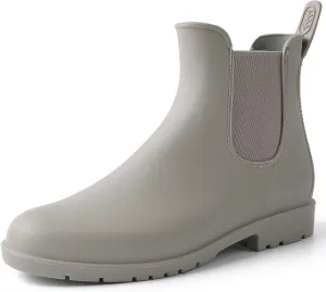 WUIWUIYU Womens Chelsea Wellington Boots Ankle Wellie Rain Boot Water Garden Slip-on Galoshes Work Shoes