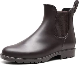 WUIWUIYU Womens Chelsea Wellington Boots Ankle Wellie Rain Boot Water Garden Slip-on Galoshes Work Shoes