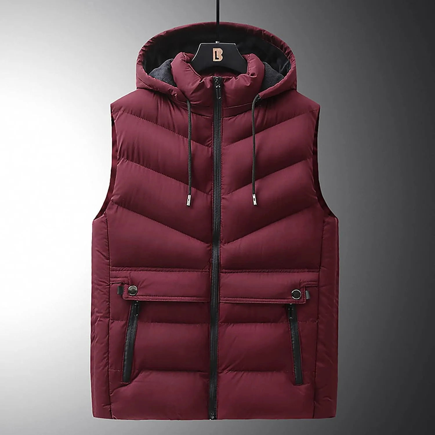 Ymosrh Men's Down Vest Lightweight Winter Vest Thicken Sleeveless Jacket With Hood Coats Puffer Vests Outerwear, L-6XL
