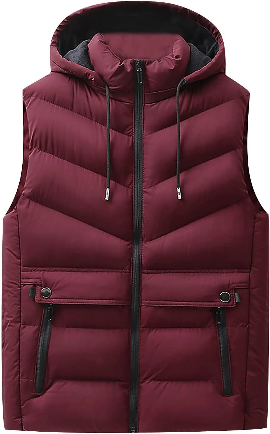 Ymosrh Men's Down Vest Lightweight Winter Vest Thicken Sleeveless Jacket With Hood Coats Puffer Vests Outerwear, L-6XL