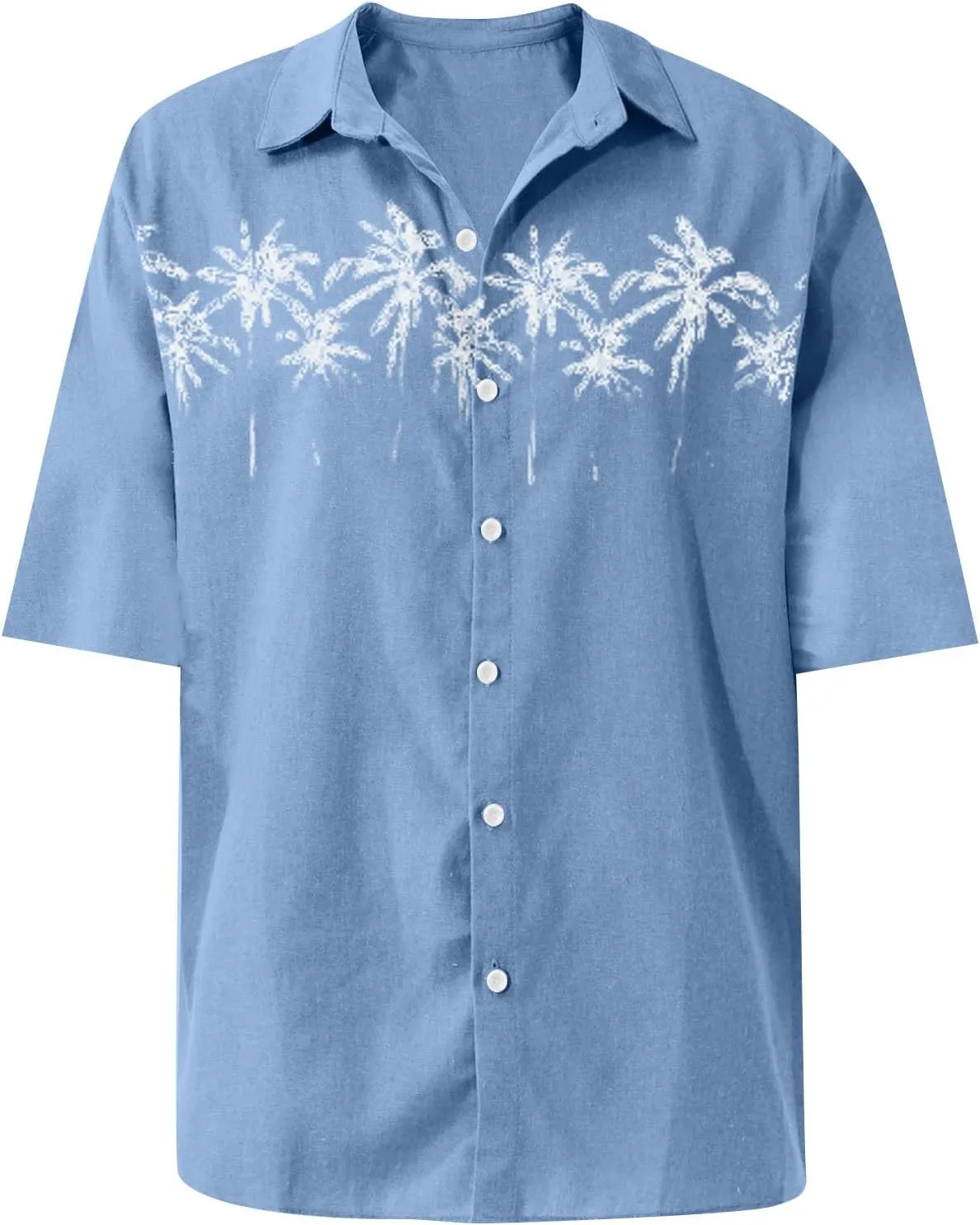 Ymosrh Men's Shirts Spring Summer Casual Cotton Linen Solid Color Short Sleeve Shirts Loose Button Down Short Shirt, M-4XL