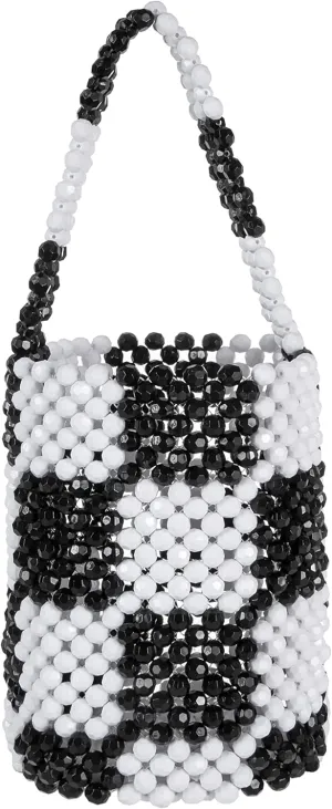 YUSHINY Women Acrylic Diamond Beaded Mixed Color Chequered Clutch Bucket Evening HandBag for Wedding Party