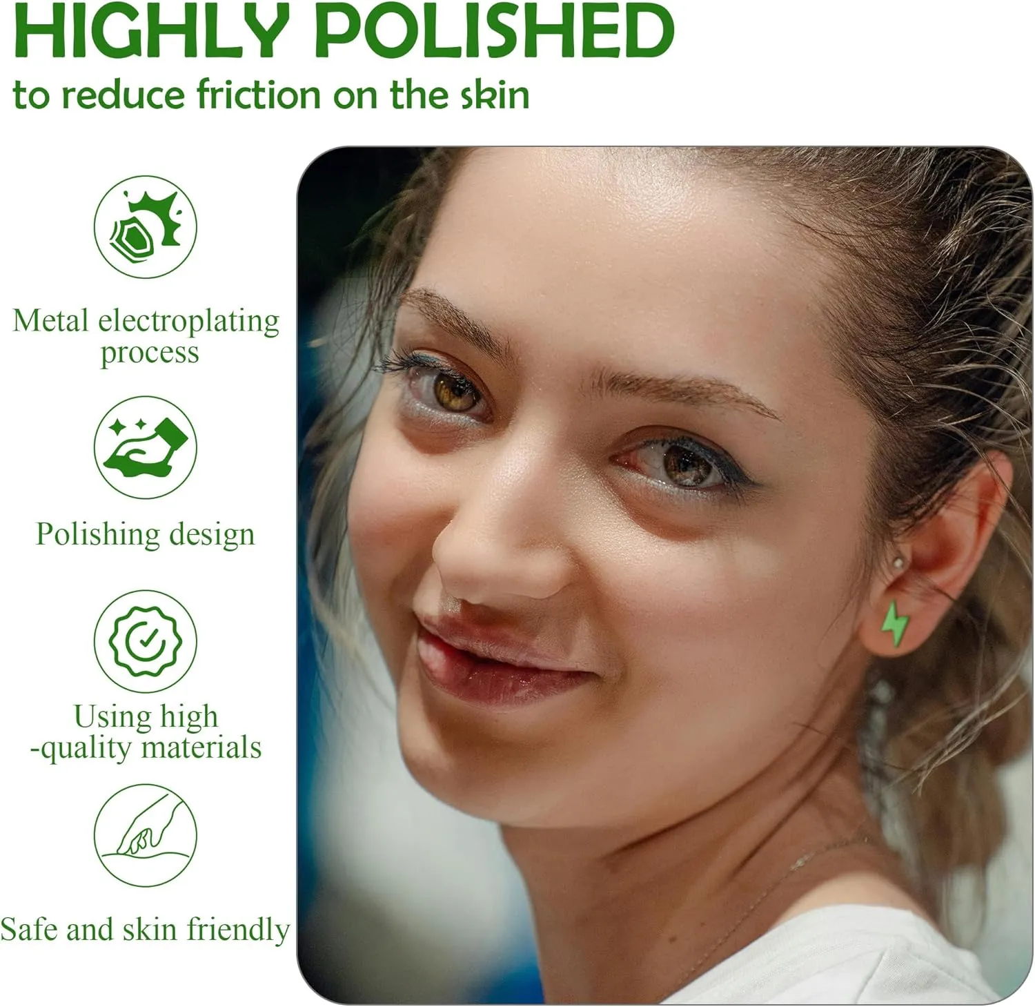 ZDE Titanium Women Flatback Earrings Celestial Lightning Bolt Stud Earrings 5mm Flat Back CZ Earrings Hypoallergenic Cartilage Flatback Earring Tragus Helix Tragus Conch Piercing